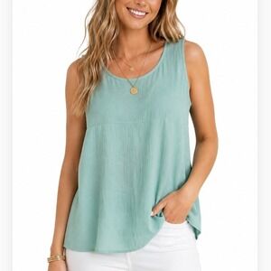 Rhea Aruba Blue Crinkle Cami Top S/M Resort Coastal